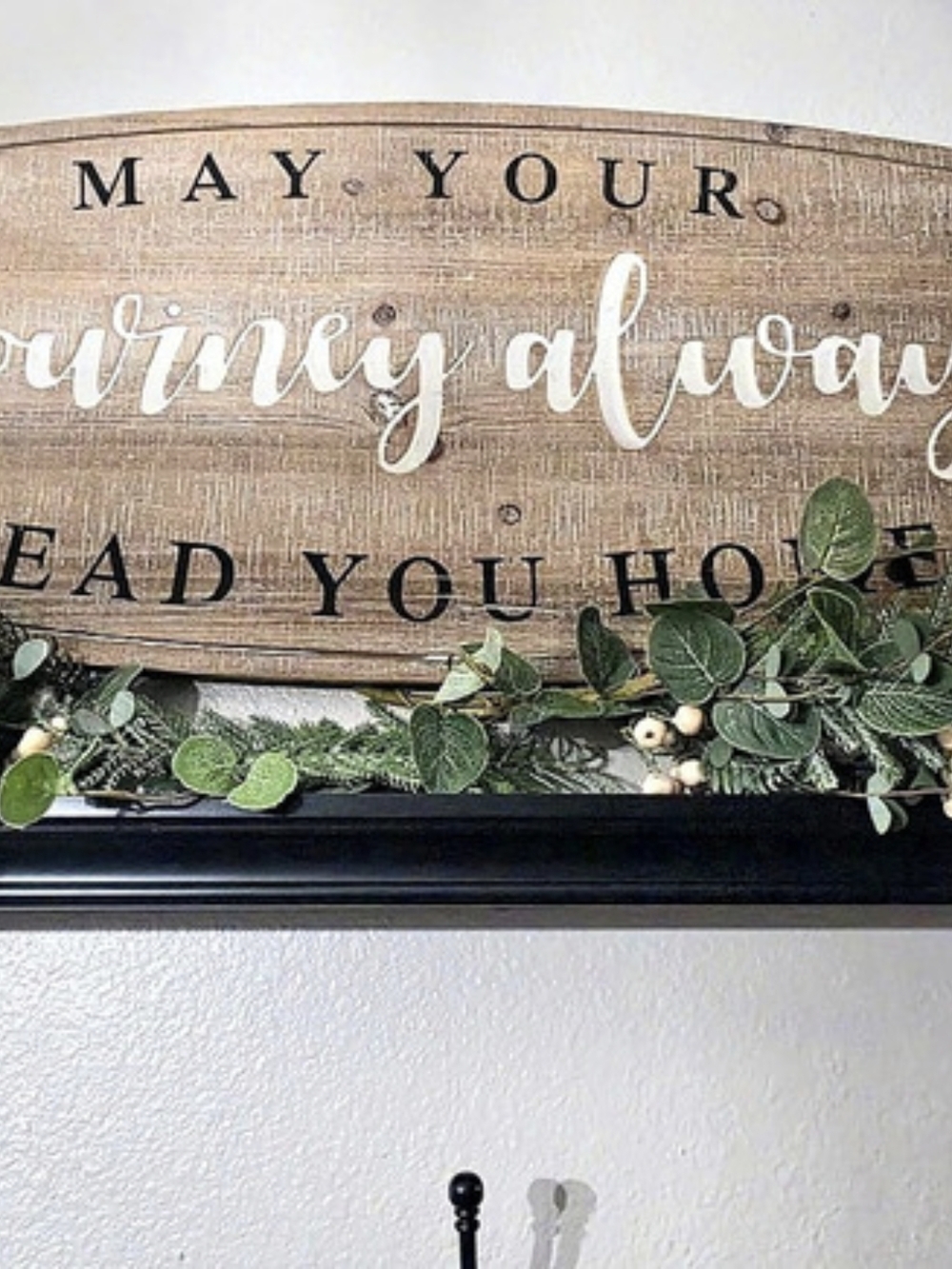Wooden Wall Sign with Greenery - Brown & Green